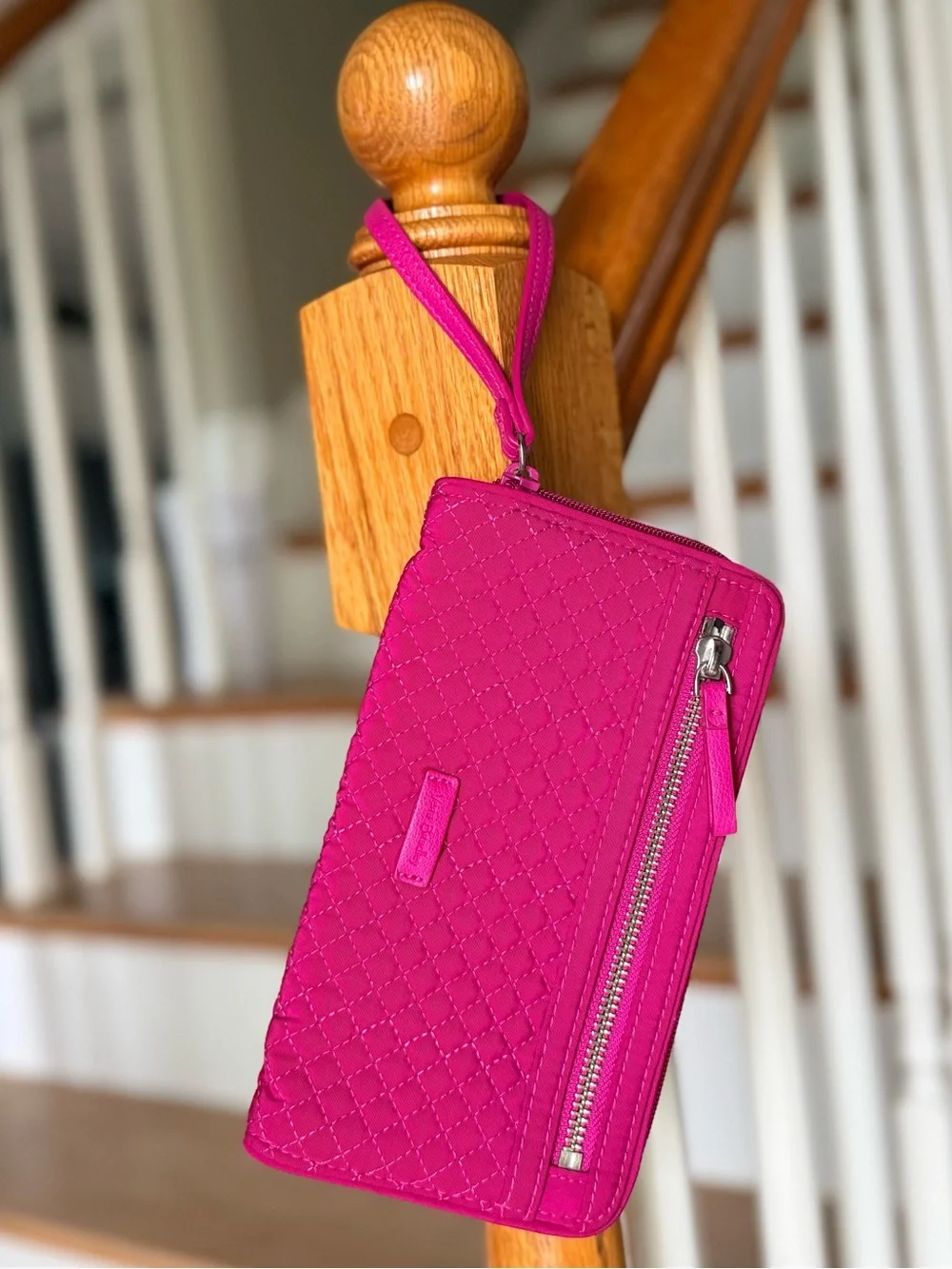 Vera Bradley Hot Pink Quilted RFID Zip Around Wristlet Wallet